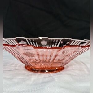Pink Floral Glass Bowl